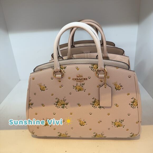 NWT Coach Savannah Carryall Bag With Floral Print CAL41 Gold/Chalk Multi